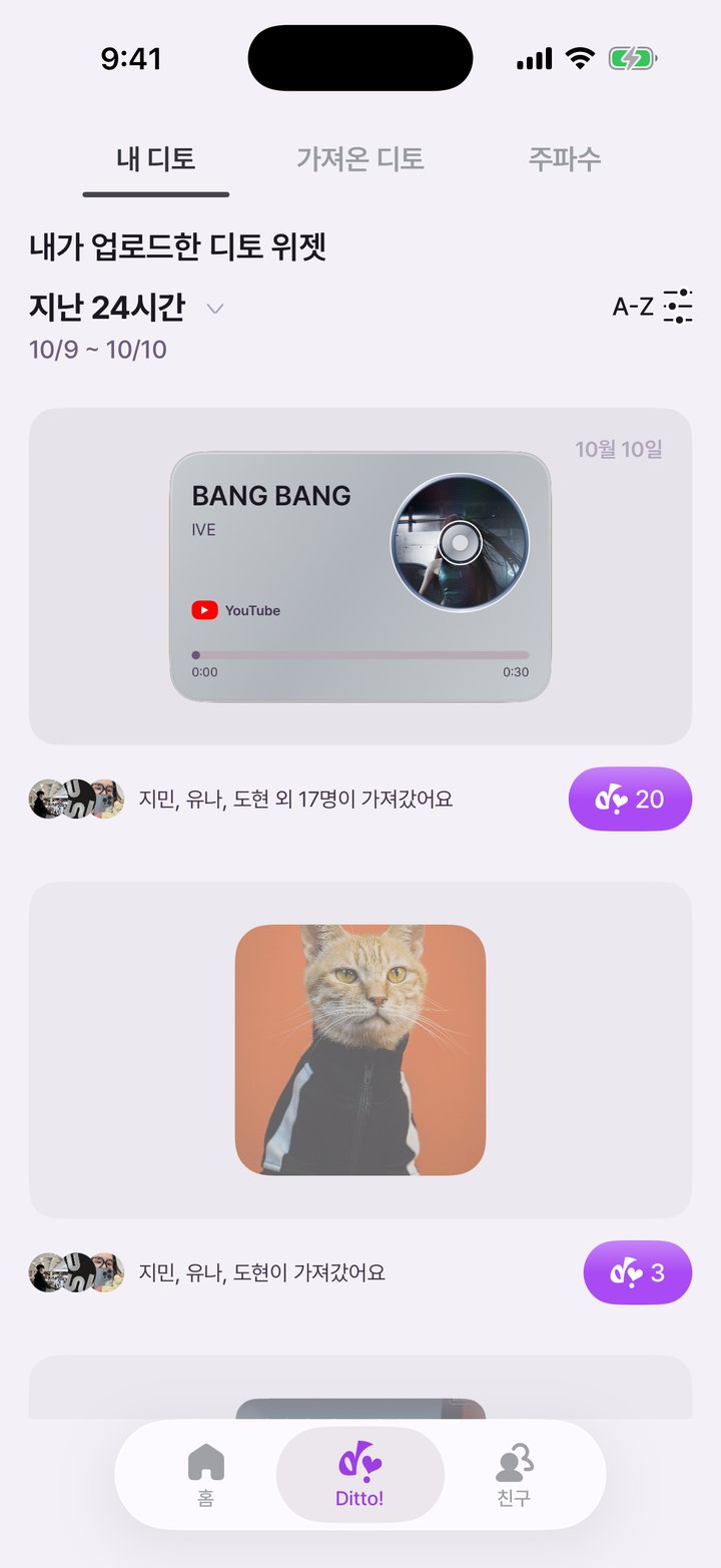 디토 탭, 내 위젯을 가져간 친구 목록